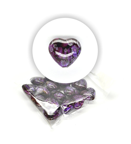 Perle cuore marmorizzate (50 g) 26x29 mm - Violetto - Clicca l'immagine per chiudere