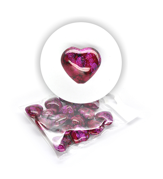 Perle cuore marmorizzate (50 g) 26x29 mm - Fuxia