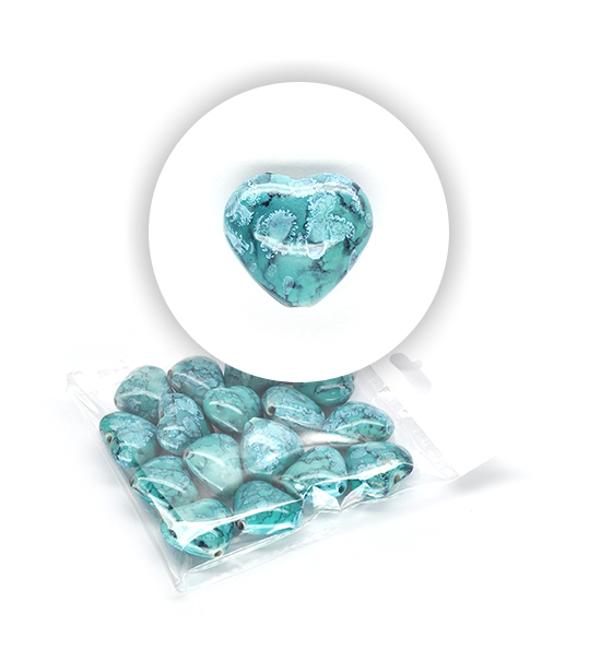Perle cuore marmorizzate (50 g) 26x29 mm - Turchese - Clicca l'immagine per chiudere