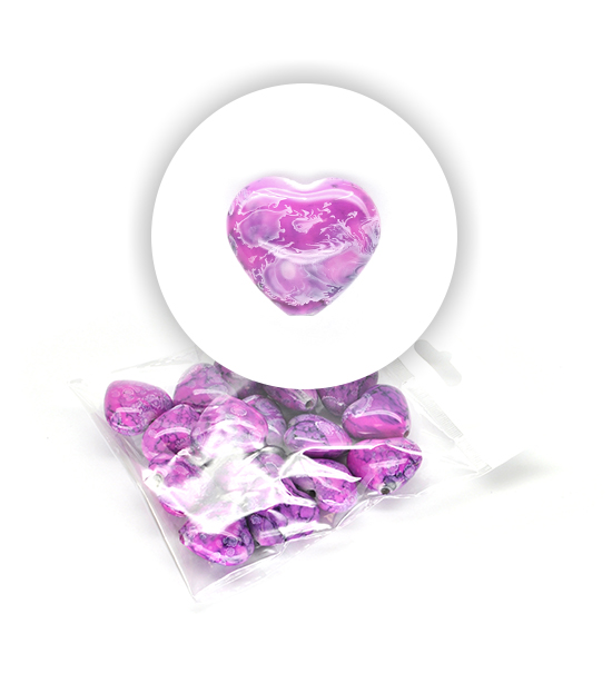 Perle cuore marmorizzate (50 g) 26x29 mm - Lilla - Clicca l'immagine per chiudere