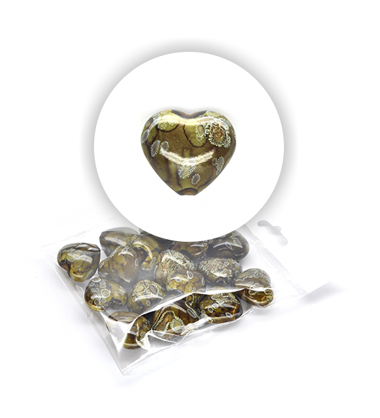 Perle cuore marmorizzate (50 g) 26x29 mm - Verde oliva