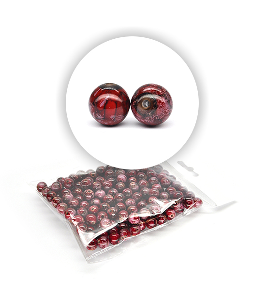 Perle marmorizzate (50 g) ø 10 mm - Rosso