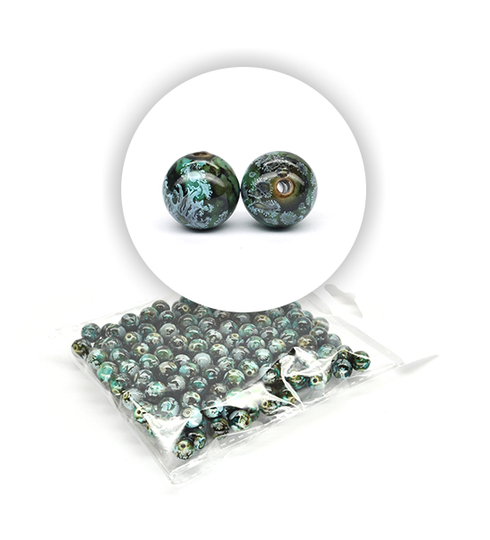 Perle marmorizzate (50 g) ø 12 mm - Verde - Clicca l'immagine per chiudere