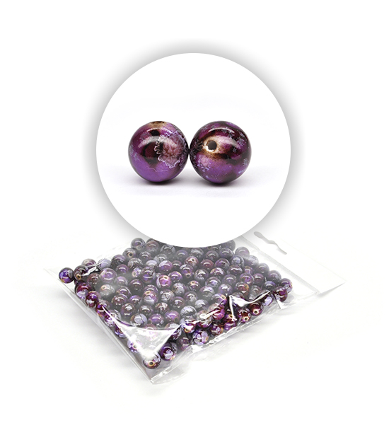 Perle marmorizzate (50 g) ø 12 mm - Violetto - Clicca l'immagine per chiudere