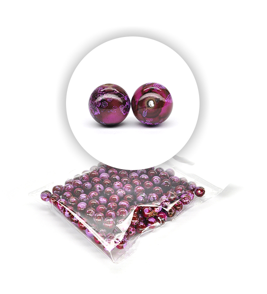 Perle marmorizzate (50 g) ø 10 mm - Fuxia