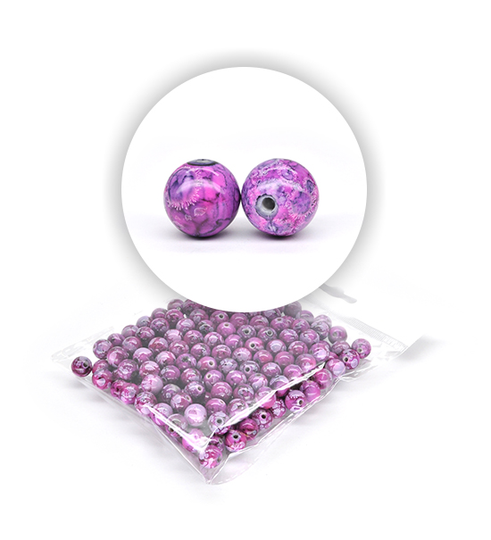 Perle marmorizzate (50 g) ø 10 mm - Lilla