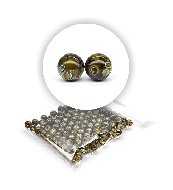 Perle marmorizzate (50 g) ø 10 mm - Verde oliva - Clicca l'immagine per chiudere
