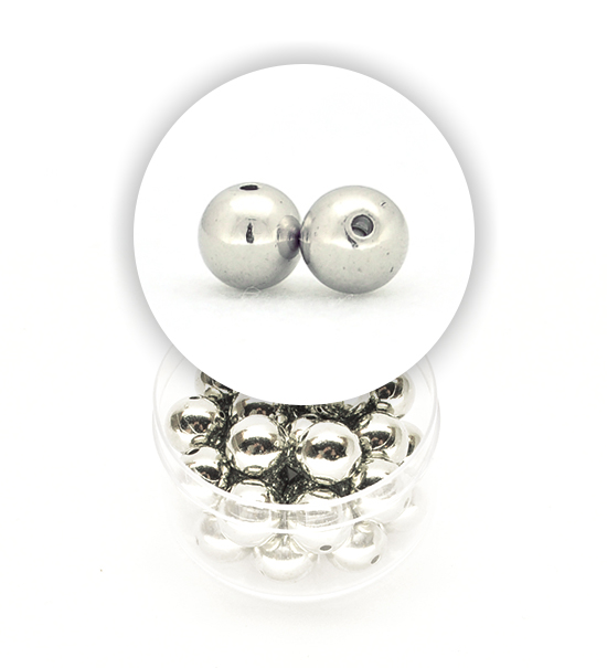 Perle tonde metalizzate (1 scatolina) 10 mm - Acciaio