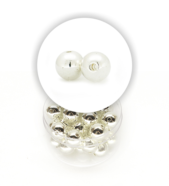 Perle tonde metalizzate (1 scatolina) 10 mm - Argento