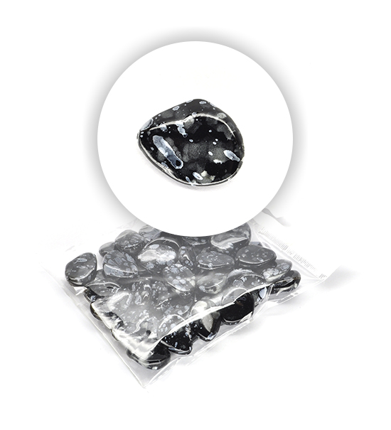 Perle "sasso" marmorizzate (50 g) 30x20 mm - Nero