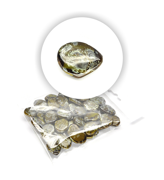 Perle "sasso" marmorizzate (50 g) 30x20 mm - Verde oliva