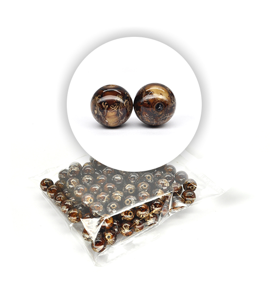 Perle marmorizzate (50 g) ø 12 mm - Marrone - Clicca l'immagine per chiudere