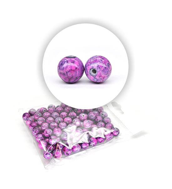 Perle marmorizzate (50 g) ø 12 mm - Lilla