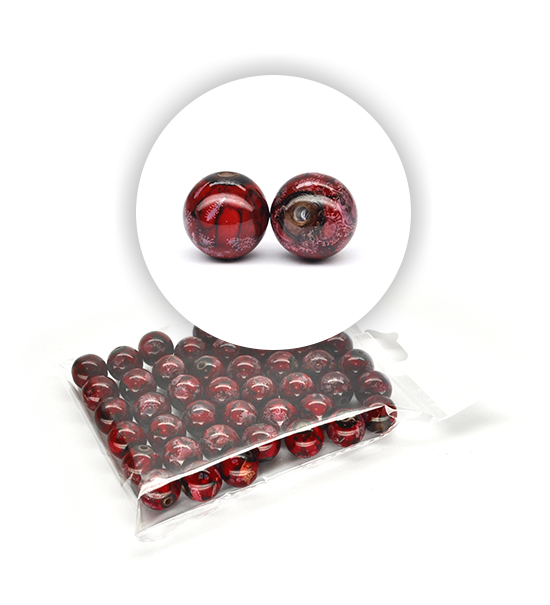 Perle marmorizzate (50 g) ø 16 mm - Rosso - Clicca l'immagine per chiudere