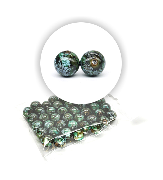 Perle marmorizzate (50 g) ø 16 mm - Verde