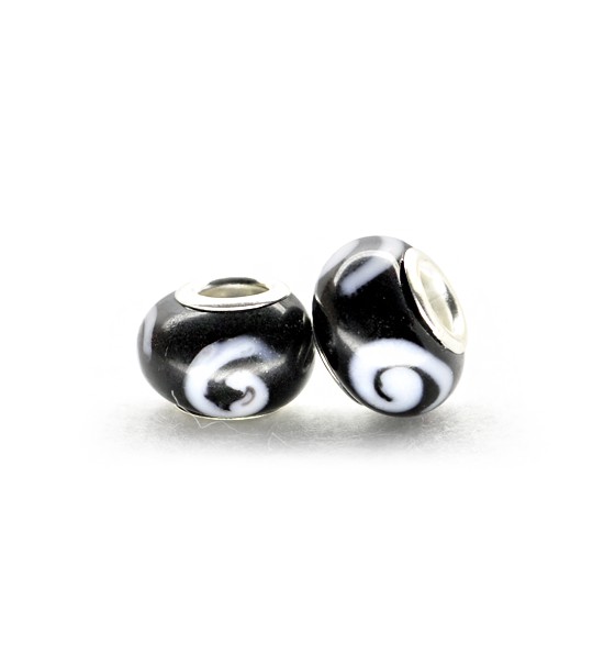 Perla rosca decorada (2 pedazos) 14x10 mm - Negro