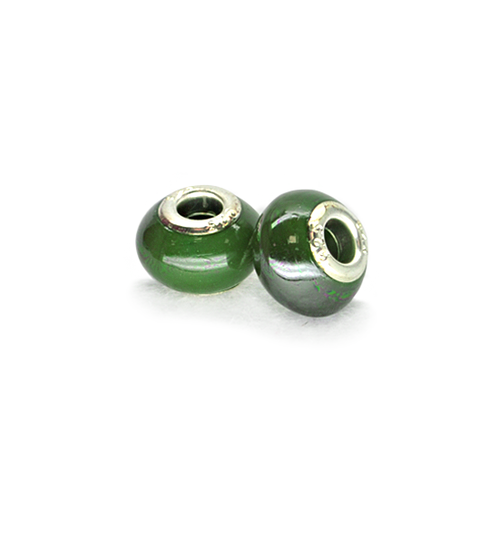 Stone donut smooth bead (2 pieces) 14x10 mm - Green