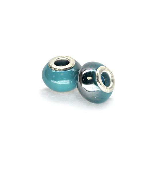 Stone donut smooth bead (2 pieces) 14x10 mm - Sky blue