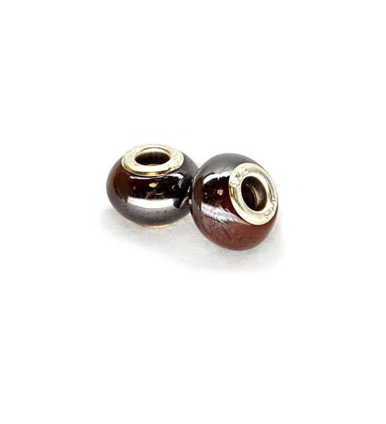 Stone donut smooth bead (2 pieces) 14x10 mm - Brown