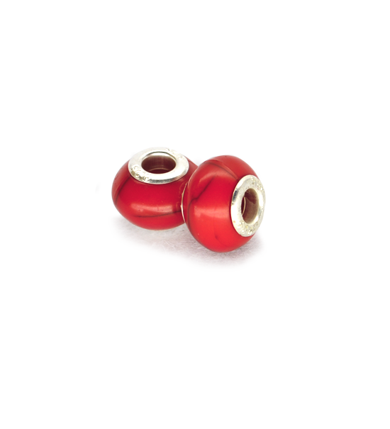 Rock donut bead (2 pieces) 14x10 mm - Red