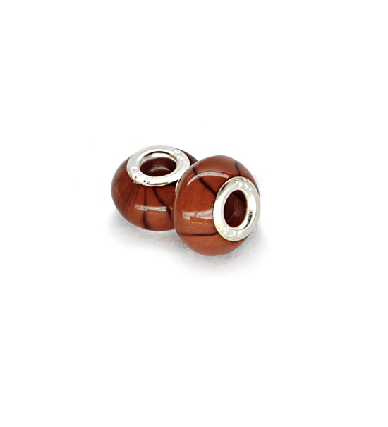 Perla rosca roca (2 piezas) 14x10 mm - Marron