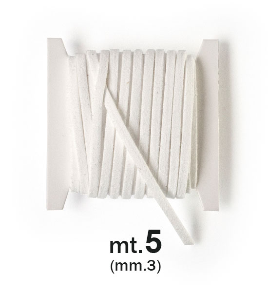 Fettuccia scamosciata mm. 3 (mt.5) - Bianco - Clicca l'immagine per chiudere