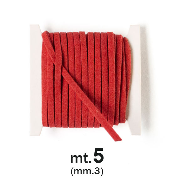 Fettuccia scamosciata mm. 3 (mt.5) - Rosso