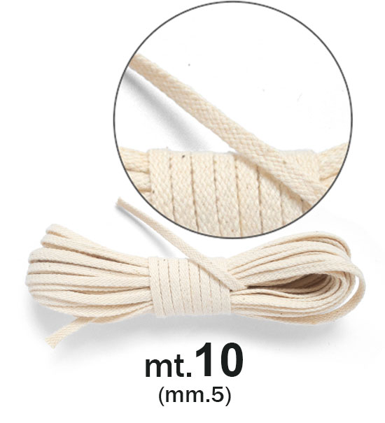 Fettuccia cotone macramè mm. 5 (mt.10) - Avorio