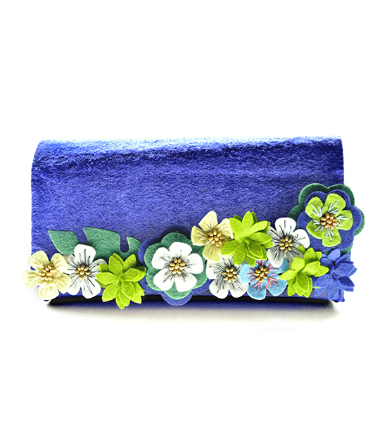 Borsetta in feltro fiorito (Kit fai-da-te) - Blu - Clicca l'immagine per chiudere