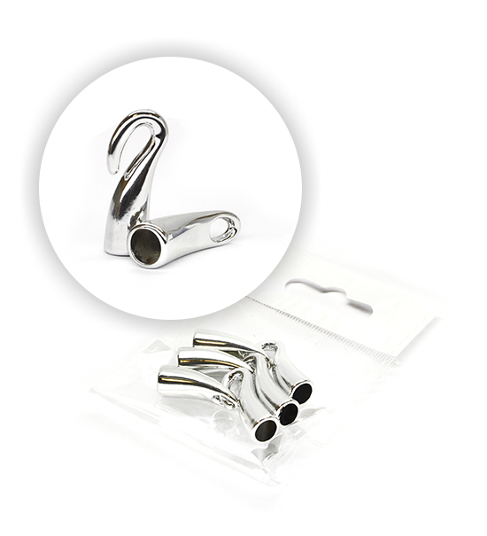 "Horn" closing for bracelets (3 pcs.) 45x8 mm - Silver
