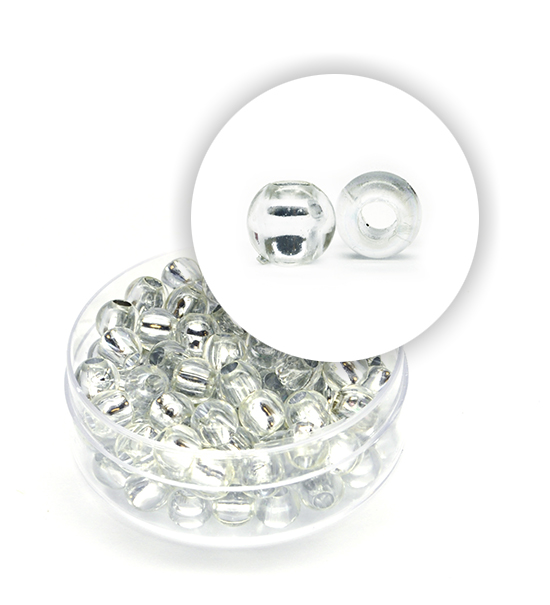 Plastic beads with silver core (about 8,5 g) 6 mm ø - Silver
