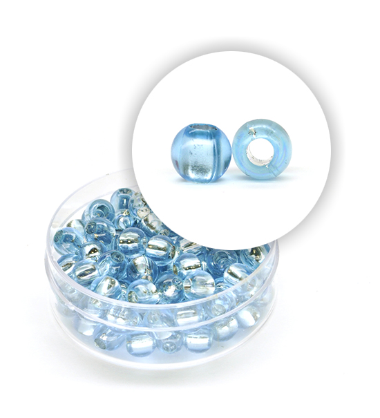 Perle plastica con anima argentata (8,5g circa) 6 mm ø - Cielo