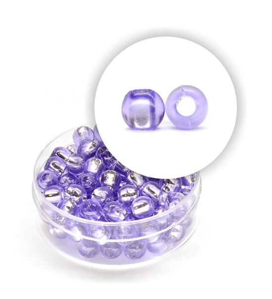Plastic beads with silver core (about 8,5 g) 6 mm ø - Lilac