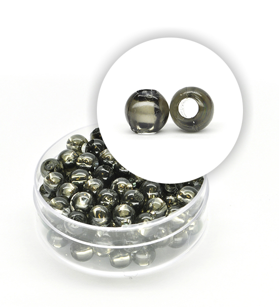 Perlas de plástico alma de plata (acerca 8,5 g) 6 mm ø - Negro