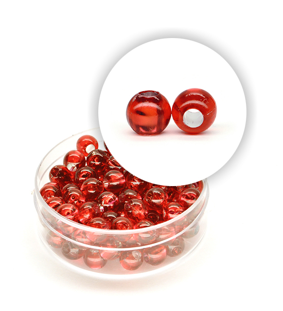 Perlas de plástico alma de plata (acerca 8,5 g) 6 mm ø - Rojo
