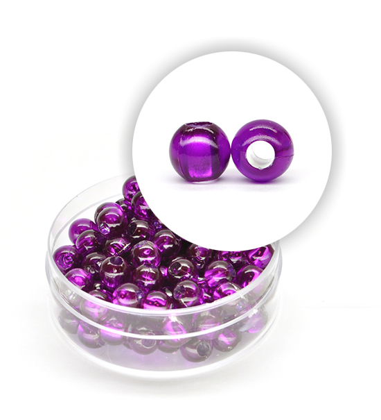 Plastic beads with silver core (about 8,5 g) 6 mm ø - Purple