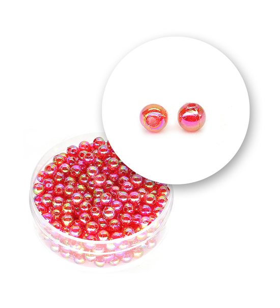 Perle tonde liscie acrilico (9,5 grammi) ø 4 mm - Rosso