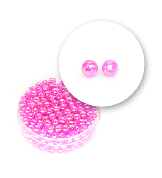 Perle tonde liscie acrilico (9,5 grammi) ø 4 mm - Fuxia