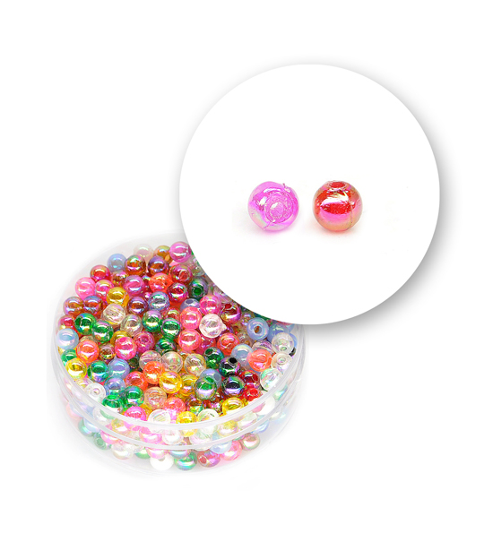 Perle tonde liscie acrilico (9,5 grammi) ø 4 mm - Multicolor