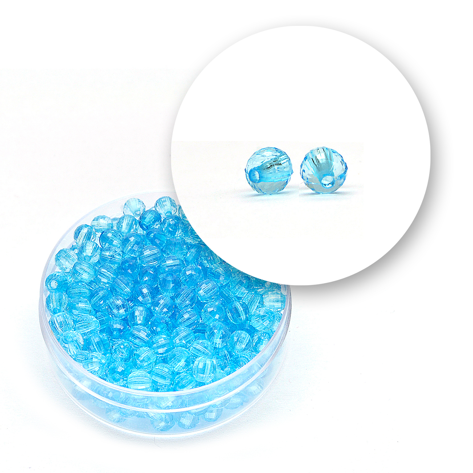 Transparent faceted beads (11 grams) Ø 4 mm - Sky