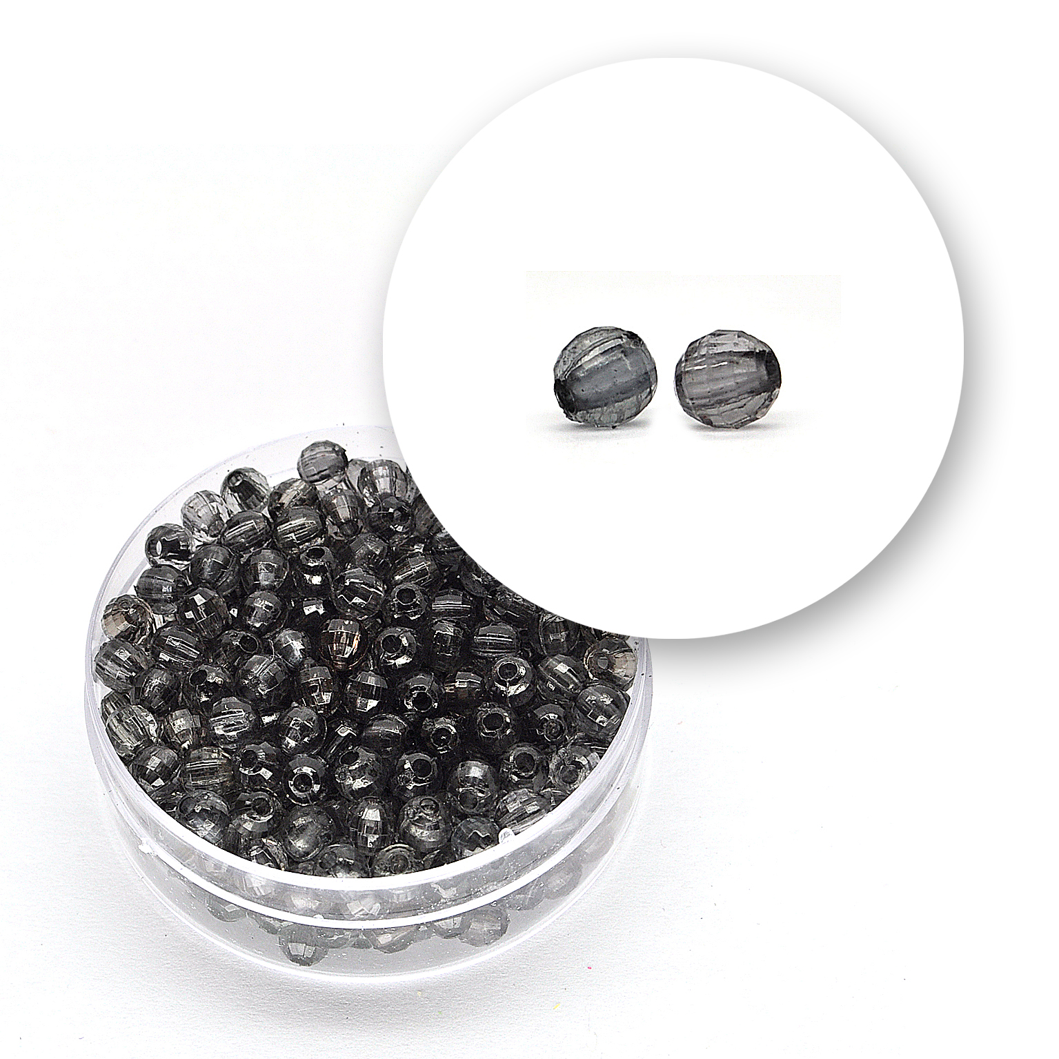 Transparent faceted beads (11 grams) Ø 4 mm - Black