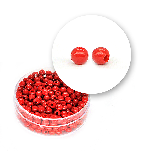 Perlas acrílico liso (11 gramos) de 4 mm ø - Rojo