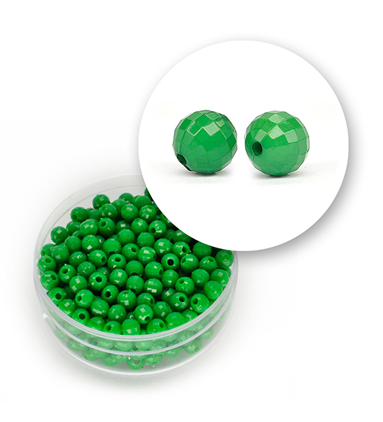 Perlas en acrílico facetadas (11 gramos) Ø 4 mm - Verde césped