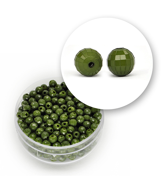 Faceted acrylic beads (11 grams) Ø 4 mm - Olive green