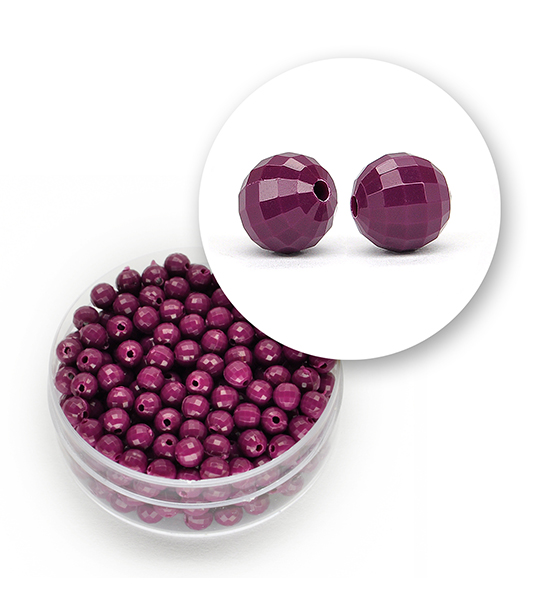 Faceted acrylic beads (11 grams) Ø 4 mm - Dark purple