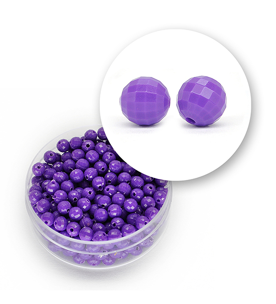 Faceted acrylic beads (11 grams) Ø 4 mm - Purple