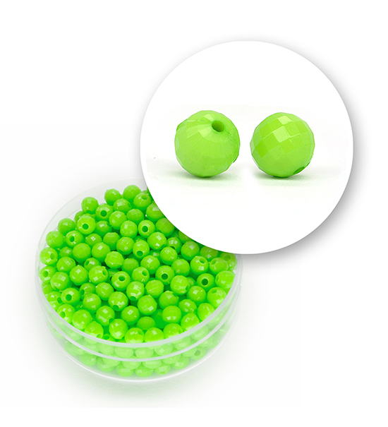 Perlas en acrílico facetadas (11 gramos) Ø 4 mm - Verde fluo