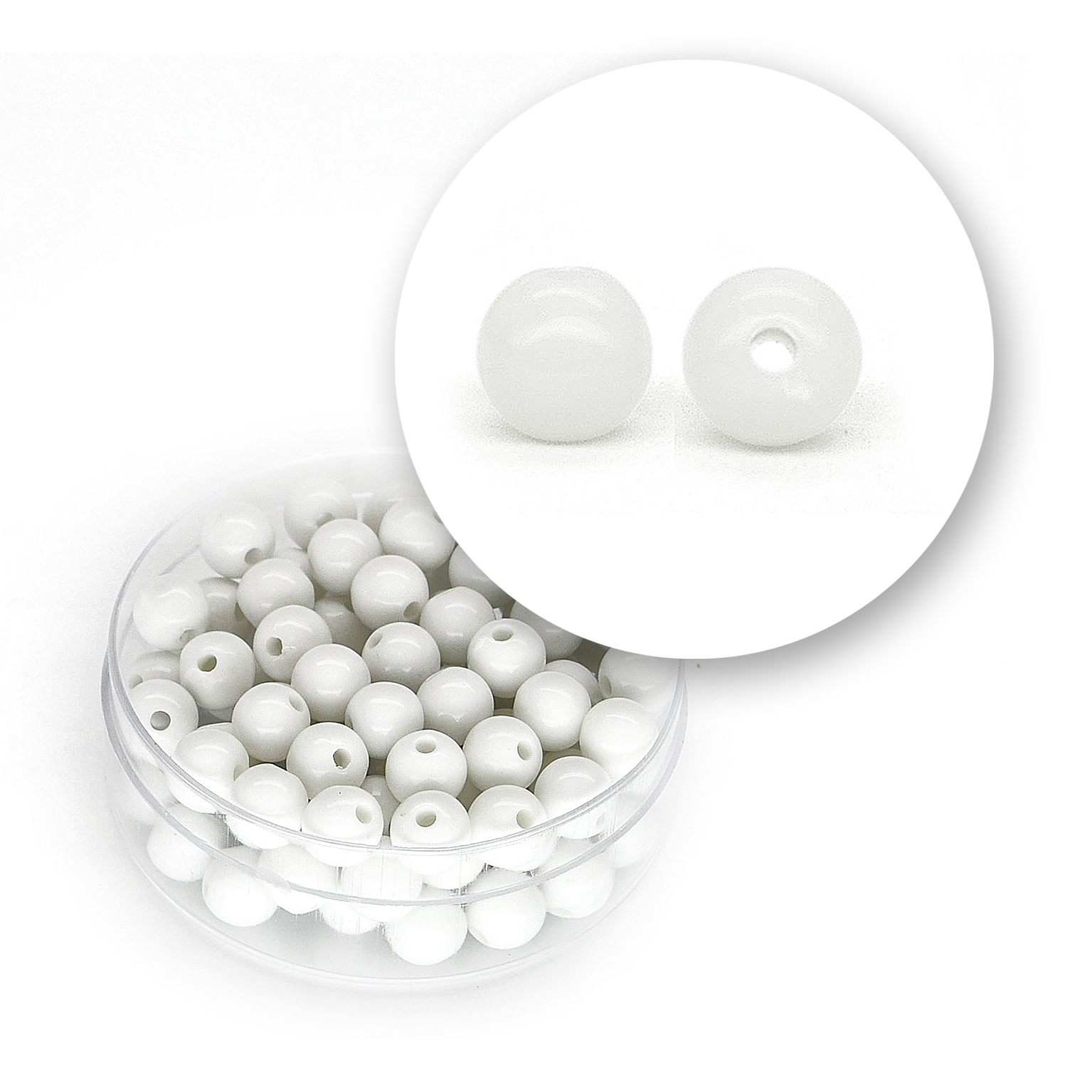 Smooth acrylic bead (12 grams) ø 6 mm - White