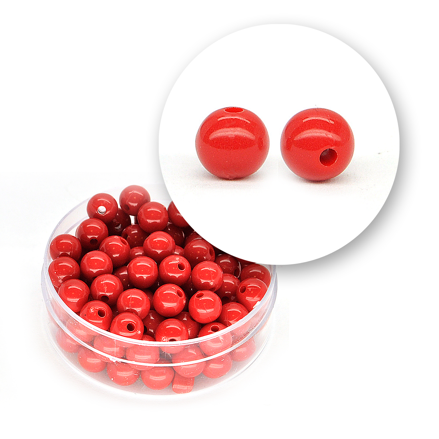 Perle liscie acrilico (12 grammi) ø 6 mm - Rosso