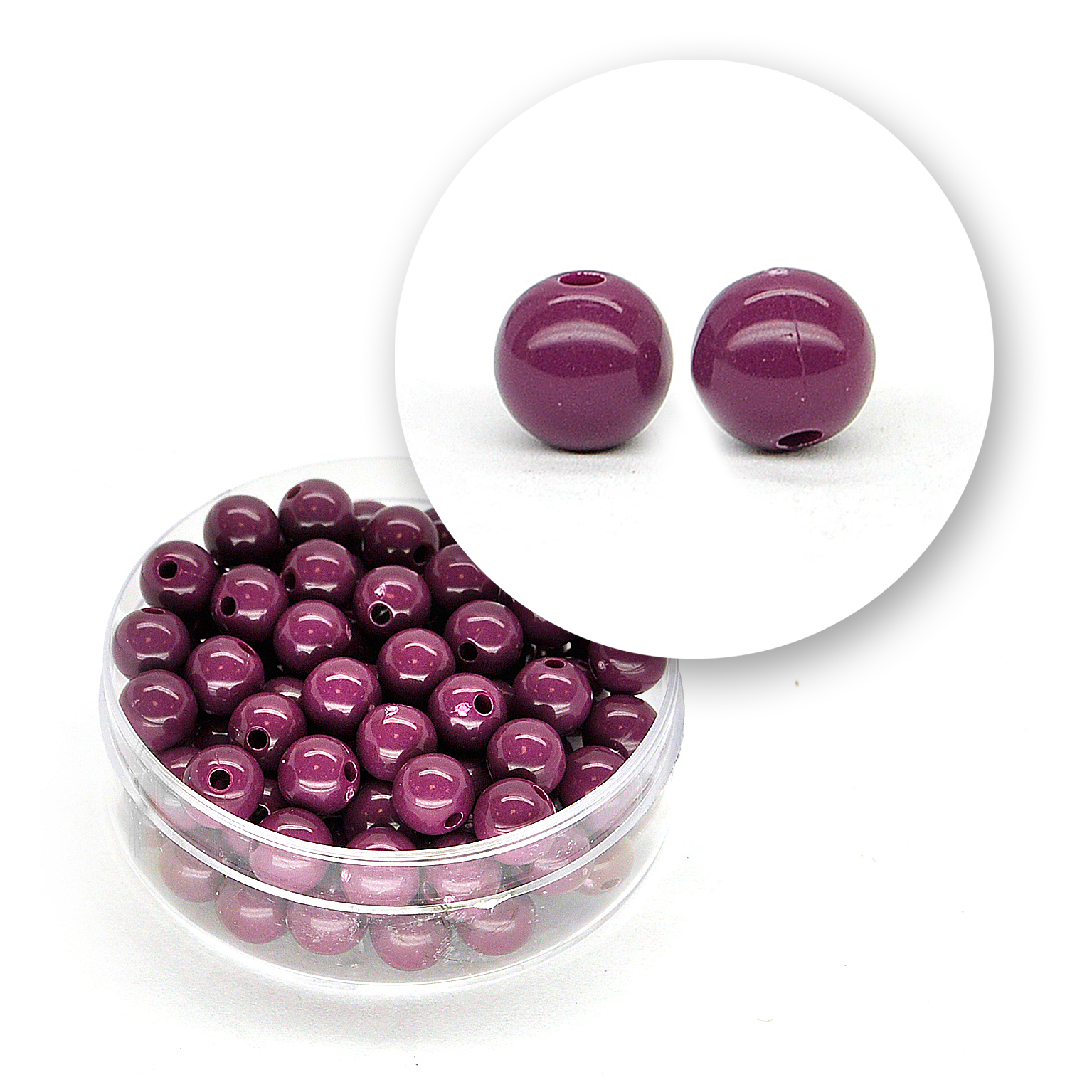 Smooth acrylic bead (12 grams) ø 6 mm - Dark purple